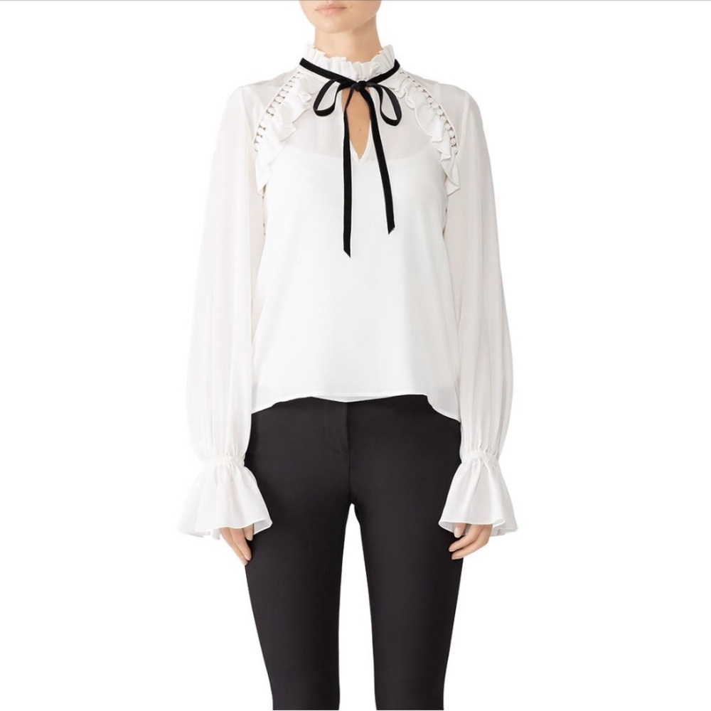 ML Monique Lhuillier White Victorian Top - NWOT Size M
